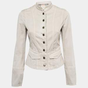 Burberry London Beige Cotton Military Style Jacket S
