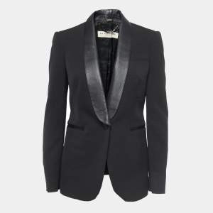 Pre Owned Burberry London Black Wool Single Button Blazer S