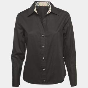 Burberry London Black Cotton Button Front Full Sleeve Shirt M