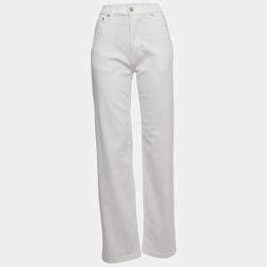 Burberry White Denim Buttoned Jeans M Waist 29"