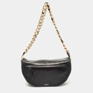 Pre Owned Burberry Black Leather Medium Soft Olympia Shoulder Bag