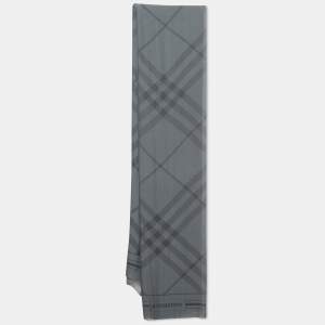 Burberry Grey Giant Check Jacquard Chiffon Scarf 