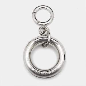 Burberry Palladium Plated Leather Detail Grommet Key Charm