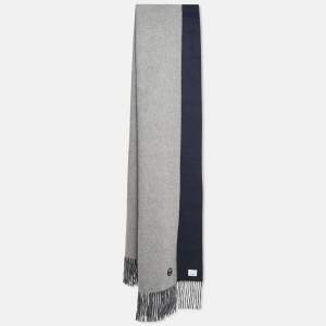 Burberry Grey/Blue Brushed Cashmere Reversible Scarf