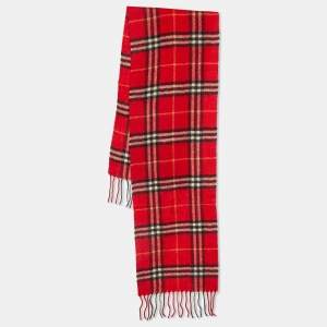 Burberry Red Castleford Check Lambwool Scarf