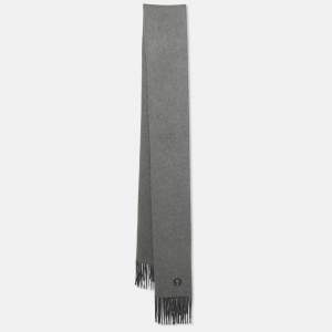 Pre Owned Burberry Blue/Grey Brown Brushed Cashmere Reversible Scarf