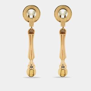 Pre Owned Burberry Two Tone Metal Earrings