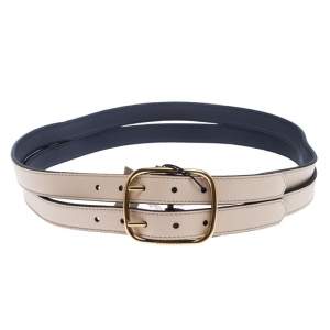 مملوكة مسبقًا Burberry Ivory Leather Lynton Double Strap Belt 95CM