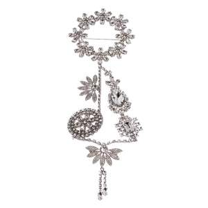 Burberry Silver Tone Daisy Wreath Crystal Brooch