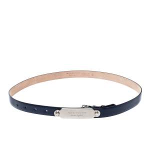 مملوكة مسبقًا Burberry Blue Leather Reese Slim Belt 85CM