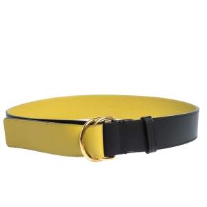 حزام بربري دي رينغ جلد أسود/ليموني مقاس صغير
