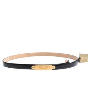 مملوكة مسبقًا Burberry Black Leather Slim Reese Belt 105CM