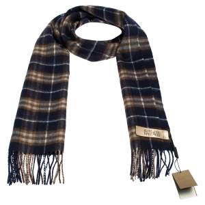 Burberry Dark Saphire Classic Vintage Check Cashmere Scarf
