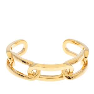 Burberry Chain Link Motif Gold Plated Open Cuff Bracelet S