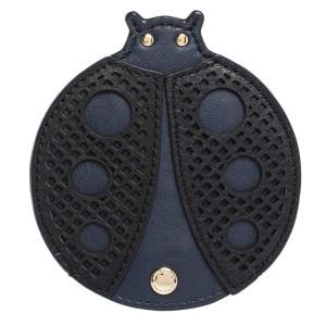 Pre Owned Burberry Blue/Black Leather Ladybug Coin Purse