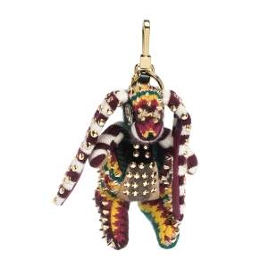 مملوكة مسبقًا Burberry Multicolor Cashmere Studded Vera Hare Bag Charm