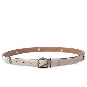 مملوكة مسبقًا Burberry Cream Leather Crystal Embellished Daisy Belt 90CM