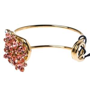 مملوكة مسبقًا Burberry Daisy Crystal Gold Tone Open Cuff Bracelet