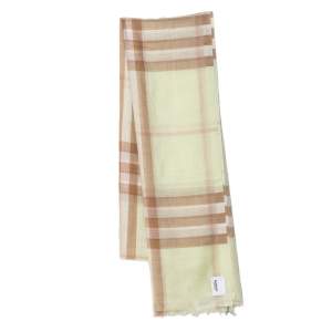 مملوكة مسبقًا Burberry Pistachio Green Giant Check Silk Wool Scarf
