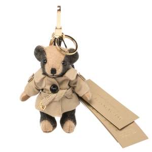 مملوكة مسبقًا Burberry Brown Check Fabric Thomas Bear Bag Charm 