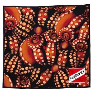 Pre Owned Burberry Burnt Orange Octopus Print Silk Scarf