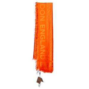 Burberry Orange Monogram Silk and Wool Jacquard Square Scarf