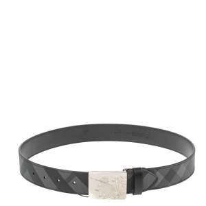 Pre Owned Burberry Black Beat Check Coated Canvas Luke Belt 80CM
