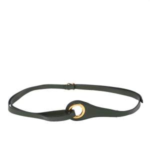 Pre Owned حزام خصر بربري جروميت جلد أخضر متوسط / كبير