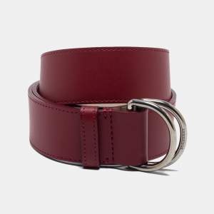 Burberry Wine Red/Ivory Leather Double D Ring Waist Reversible Belt L