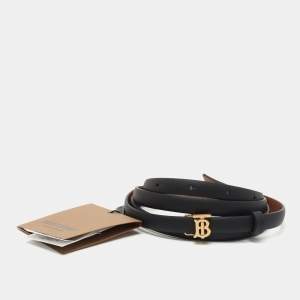 Burberry Black/Brown Leather TB Reversible Slim Waist Belt L