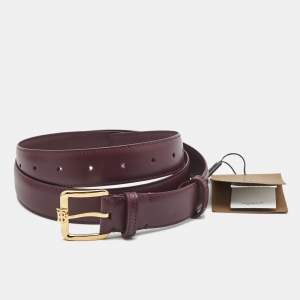 Burberry Burgundy Leather Simple TB Buckle Belt L
