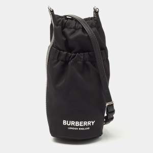 Burberry Black Nylon Water Bottle Holder Strap Pouch