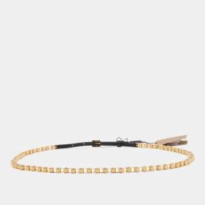 Burberry Black Gold Plated Metal and Leather Bike Chain Belt 95CM