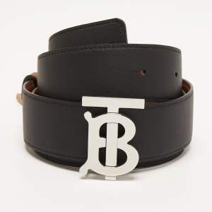 Burberry Black/Brown Leather TB Logo Reversible Belt S