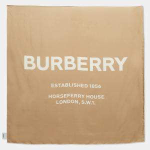 Burberry Beige Printed Silk Square Scarf