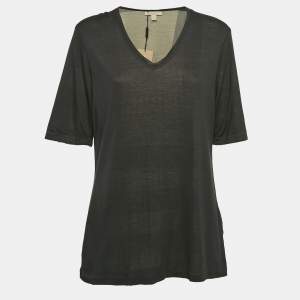 Burberry Black Jersey V-Neck T-Shirt XL