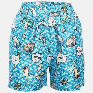 Burberry Blue Tawney Print Silk Shorts XXS