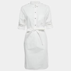 Burberry White Cotton Belted Mini Dress M