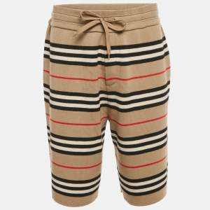 Pre Owned Burberry Beige Striped Knit Kenton Shorts L