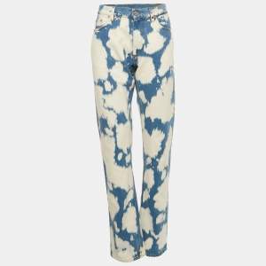 Pre Owned Burberry Blue Bleached Effect Denim Straight Leg Jeans XL Waist 35"