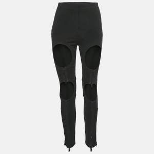 Pre Owned Burberry Black Crepe Cut-Out Zipper Detail Trousers  S