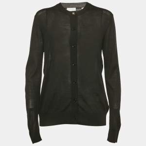 Pre Owned Burberry Black Wool Blend Cardigan S