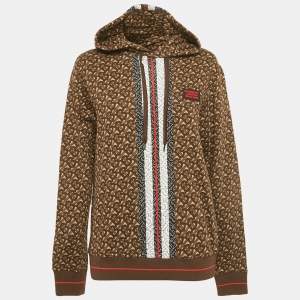 مملوكة مسبقًا Burberry Bridle Brown TB Monogram Print Cotton Hoodie XS