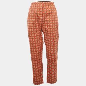 مملوكة مسبقًا Burberry Bright Red Cotton Archive Print Pat Hanover Cigarette Pants M