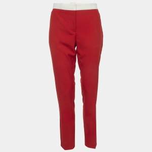 Pre Owned Burberry Red Wool Hanover Trousers S