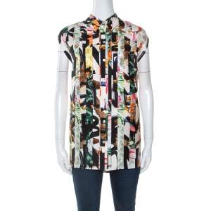 Pre Owned Burberry Multicolor Archive Scarf Print Silk Sleeveless Shirt S