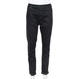 Pre Owned Burberry Black Denim Nova Check Detail Skinny Fit Jeans L
