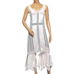 Burberry White Satin & Lace Paneled Slip Dress XS