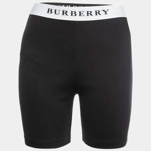 Burberry Black Jersey Logo Waistband Detail Shorts L