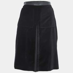 Pre Owned Burberry Black Velvet A-Line Mini Skirt S